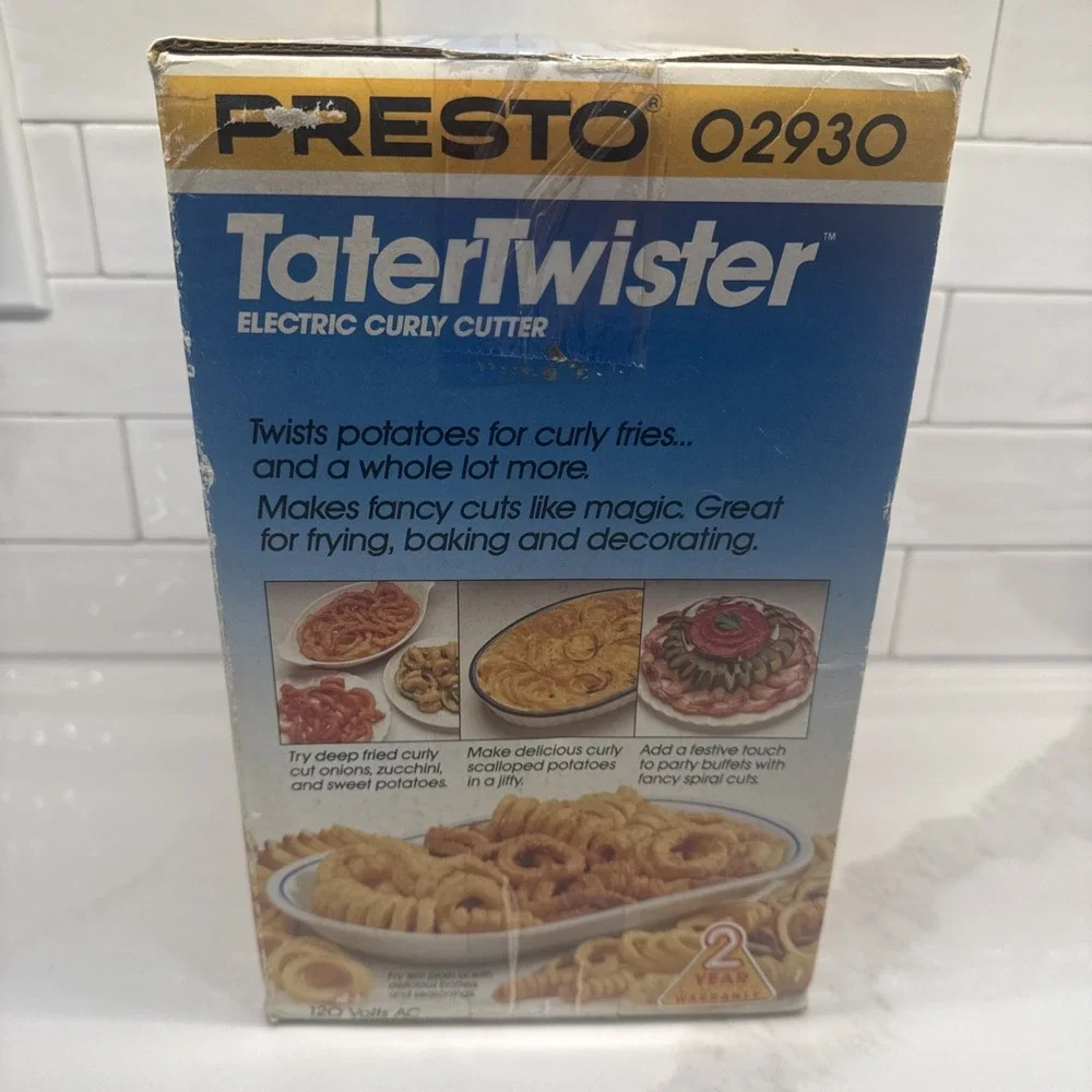Presto Tater Twister 02930 Electric Curly Fries Cutter Slicer Peeler Fast Ship!